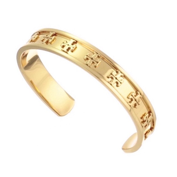 TORY BURCH • Gold Raised Logo Cuff Bracelet